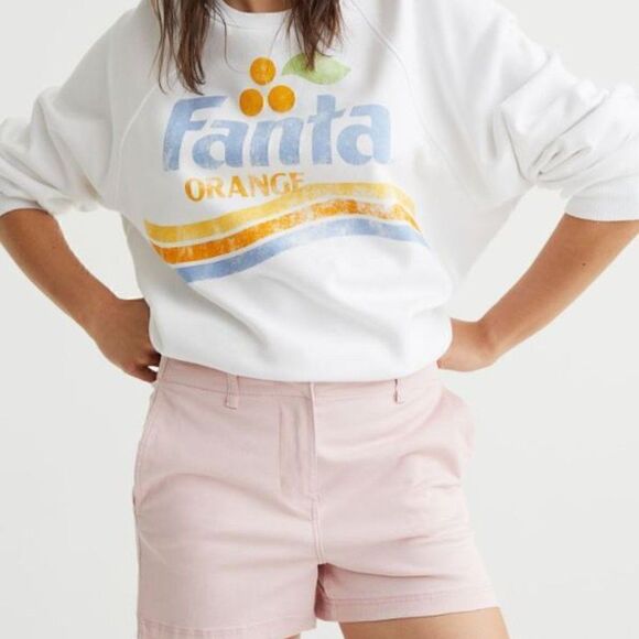 H&M Pink High Waist Chino Polyester Shorts Size 10 - Picture 1 of 8